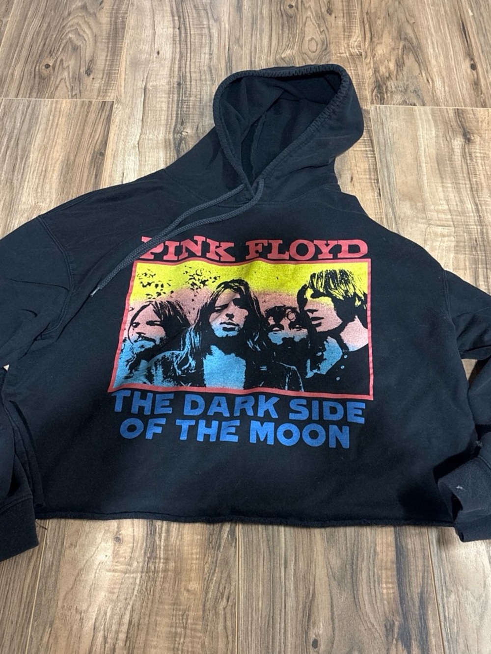 Pink Floyd Black Pullover Hoodie with Multicolor Band Graphic